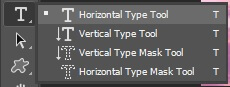 pilih horizontal type tool