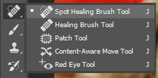 pilih spot healing brush tool