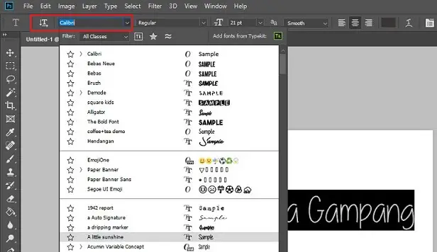 Horizontal type tool adalah tool pada adobe photoshop yang berfungsi untuk mengatur